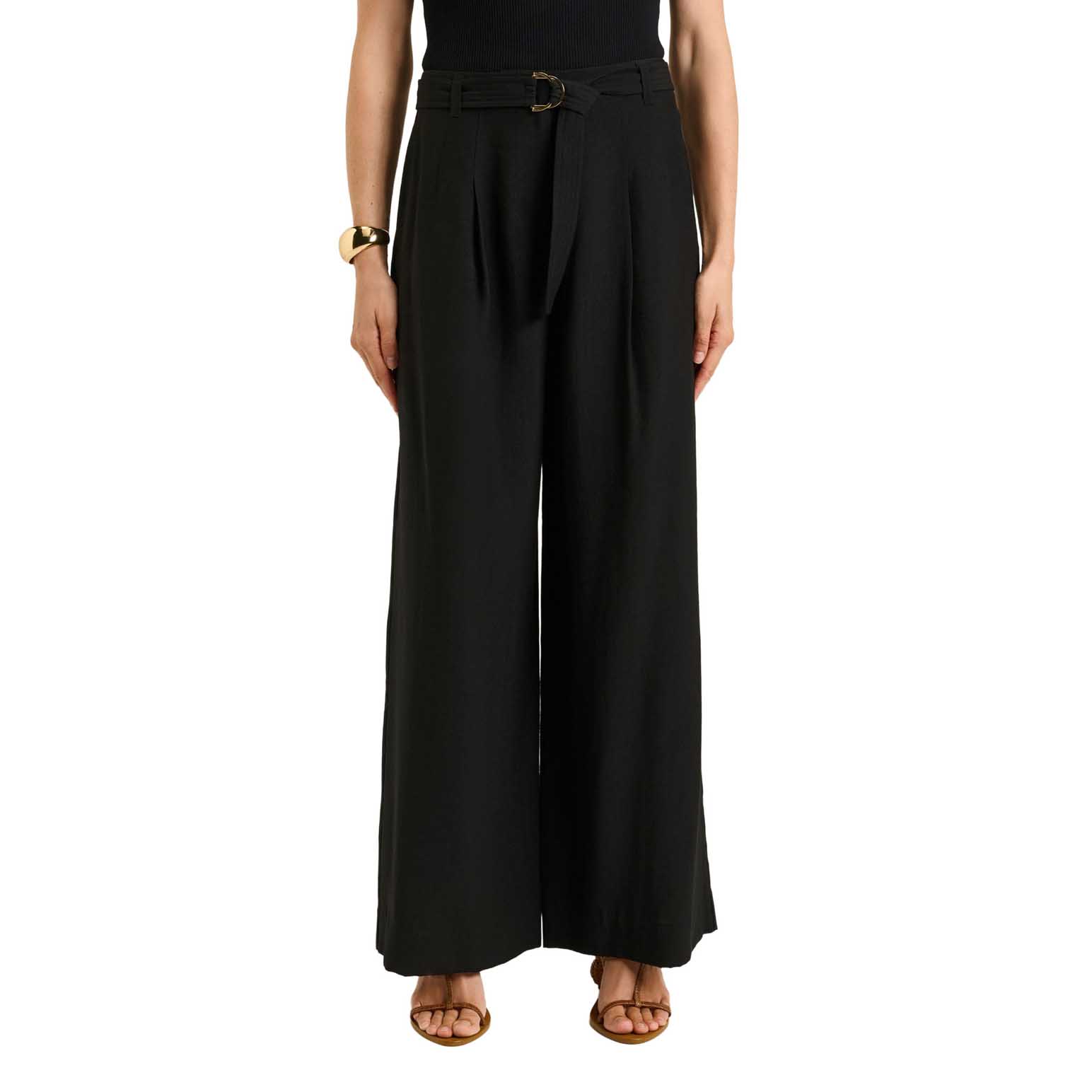Veronika Maine Washer Lyocell Straight Leg Belted Straight Leg Pant